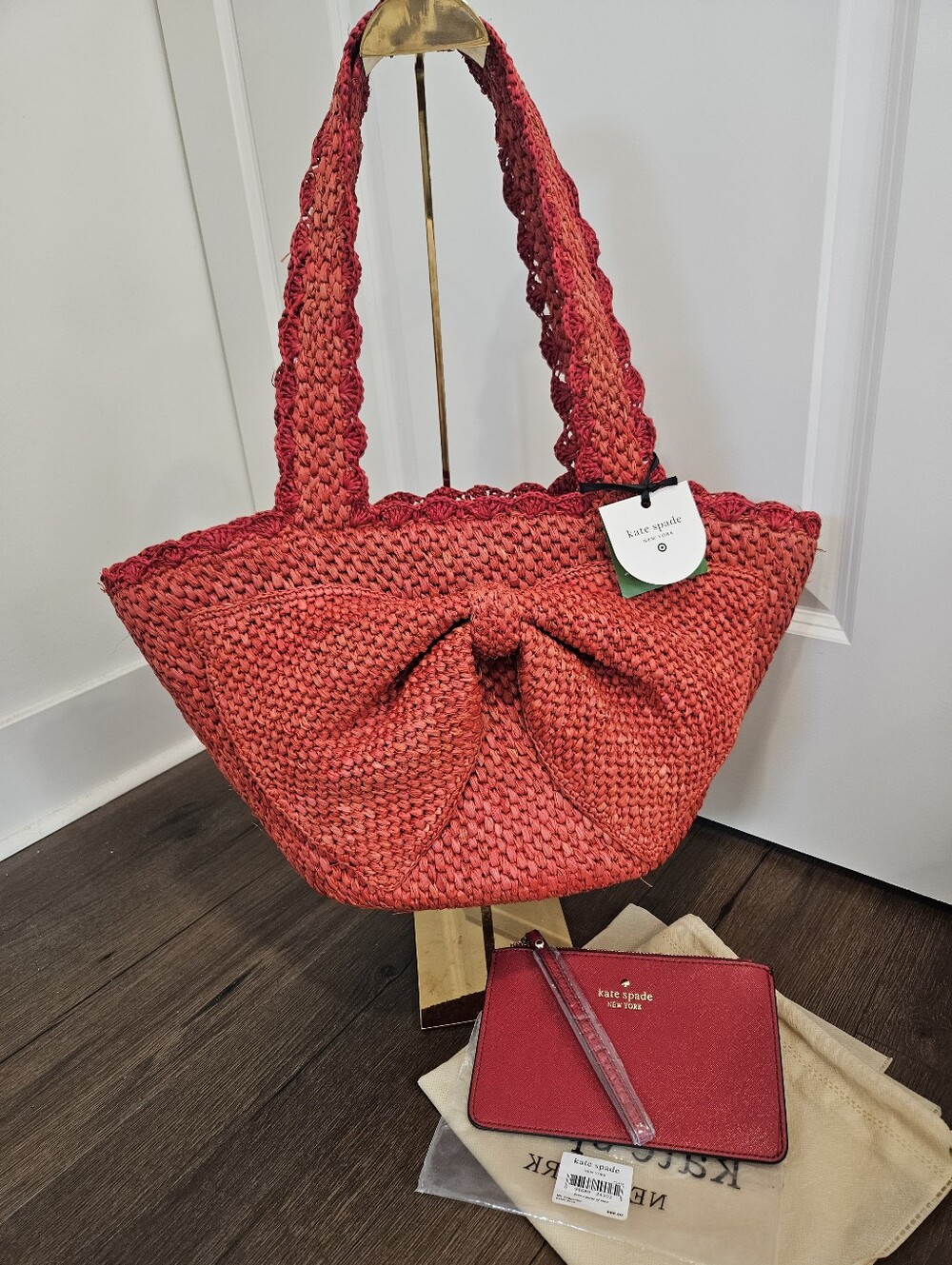 NWT Kate Spade NY x Target Raffia Bow Tote + Kate Spade NY Wristlet Bundle